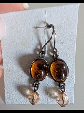 Amber Glass Drop Earrings